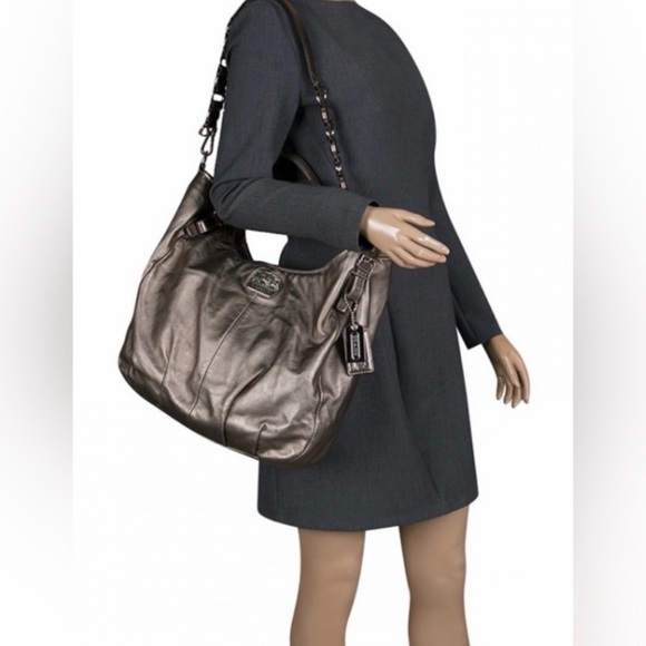 Coach Handbags - Coach Madison metallic silver leather hobo shoulder bag Tote bag